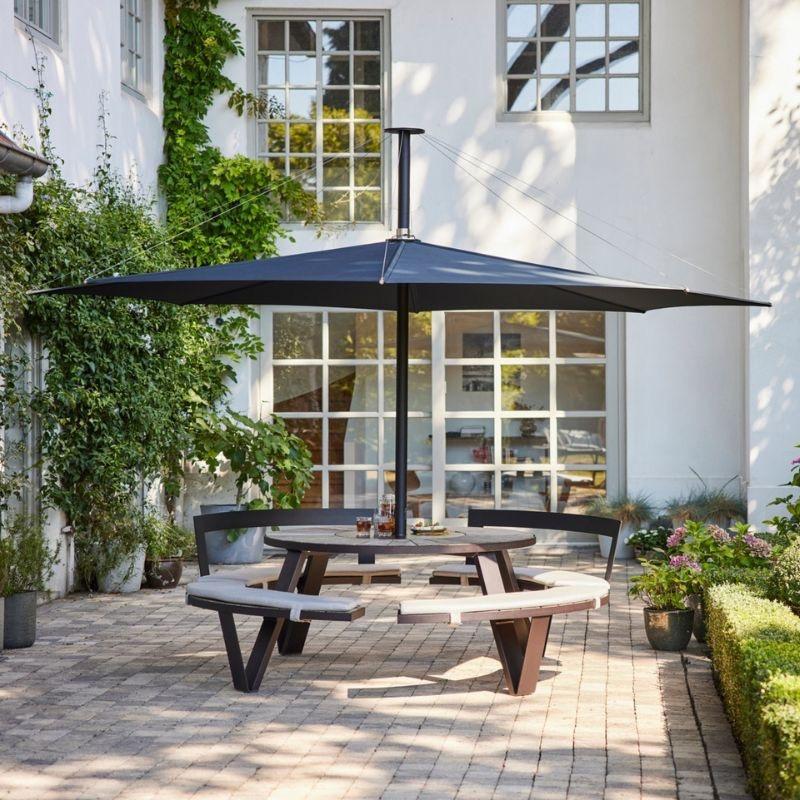 Extremis Pantagruel picknicktafel + Inumbra parasol 400 cm, Ophalen, Zo goed als nieuw, Rond, Aluminium