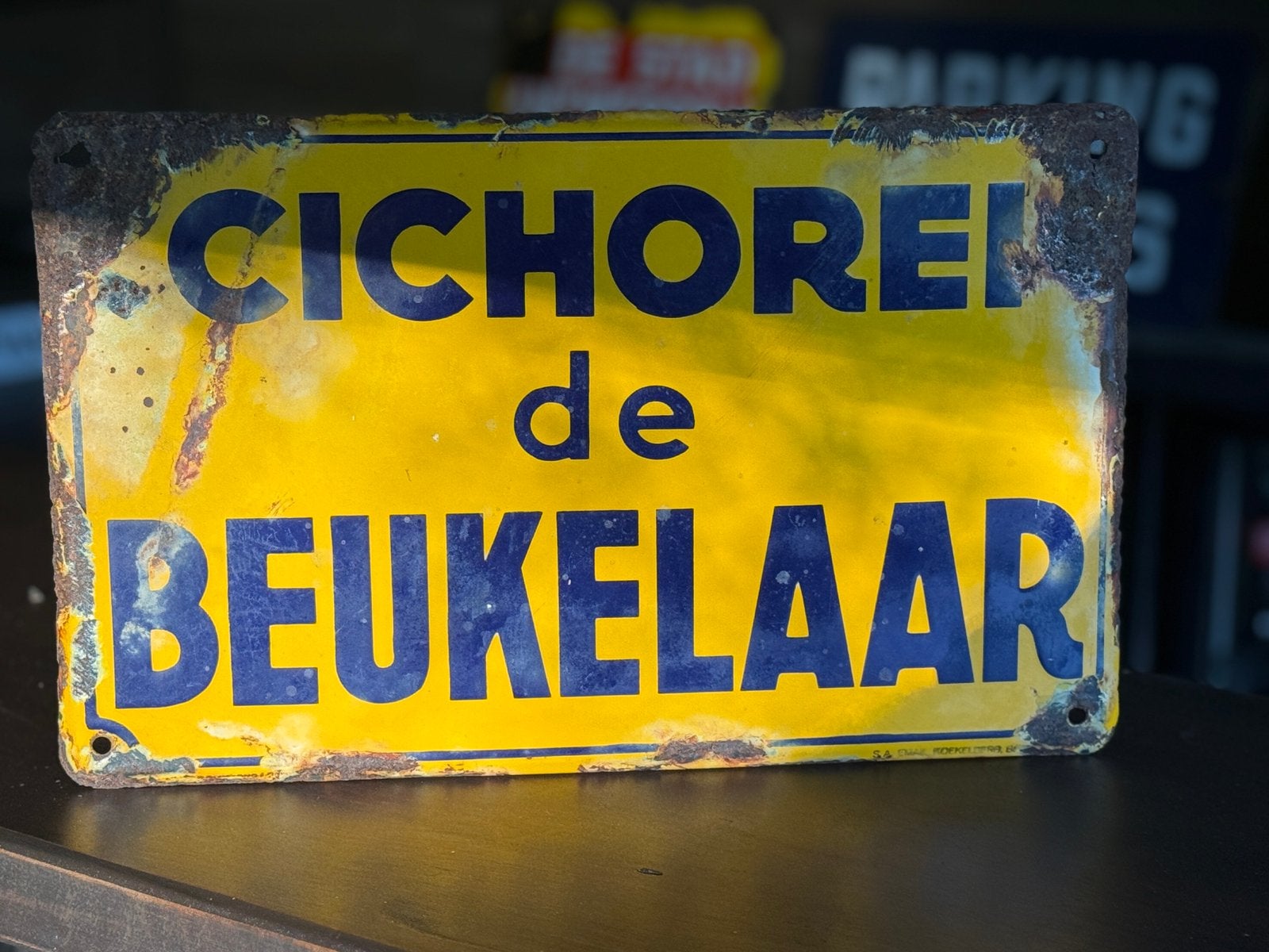 Emaille bord de Beukelaar, Verzamelen, Ophalen of Verzenden, Zo goed als nieuw