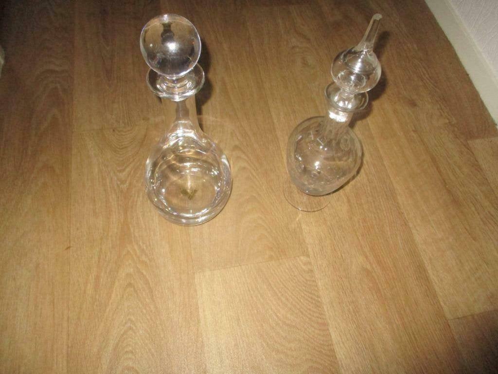 2 karaf van glas antiek met doppen, Antiek en Kunst, Ophalen of Verzenden