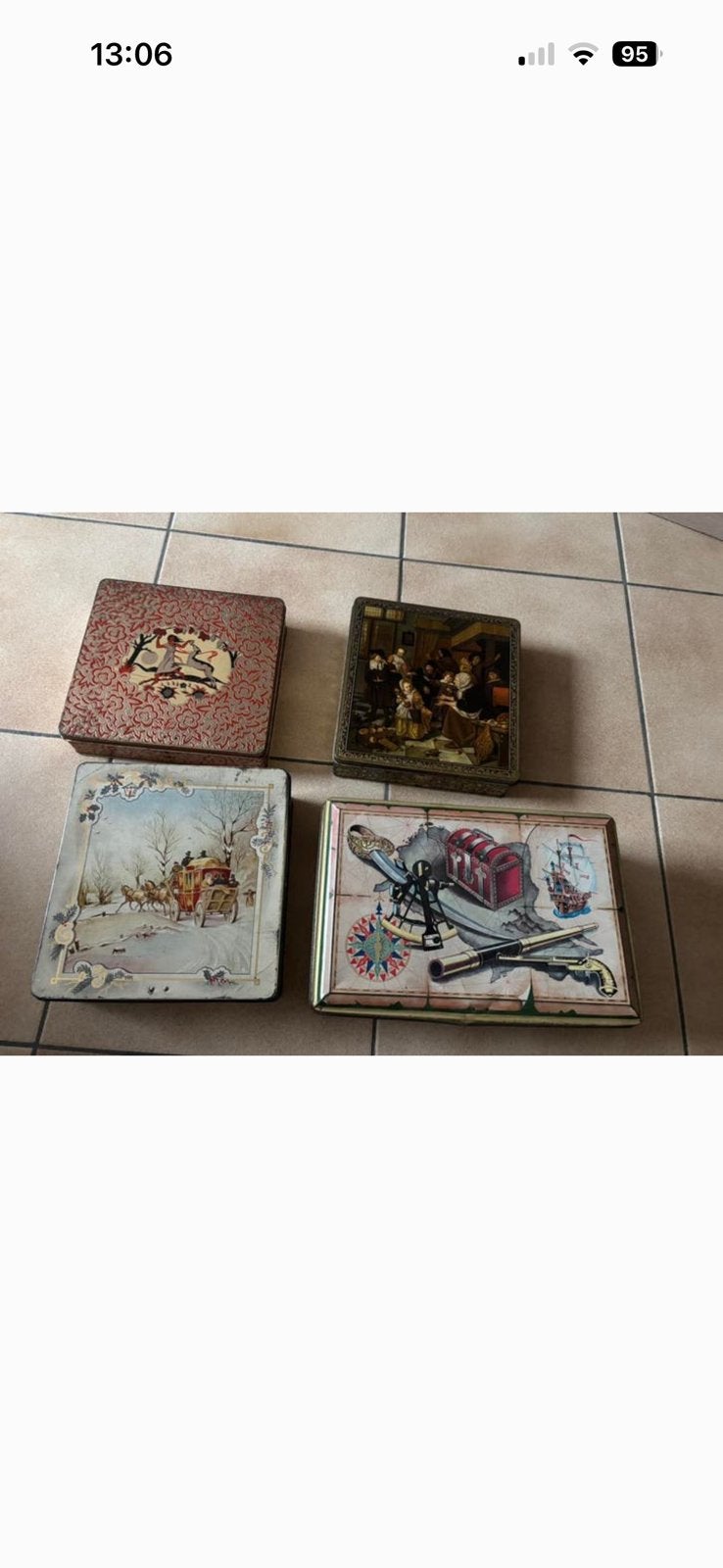 4 oude blikken dozen, Ophalen of Verzenden