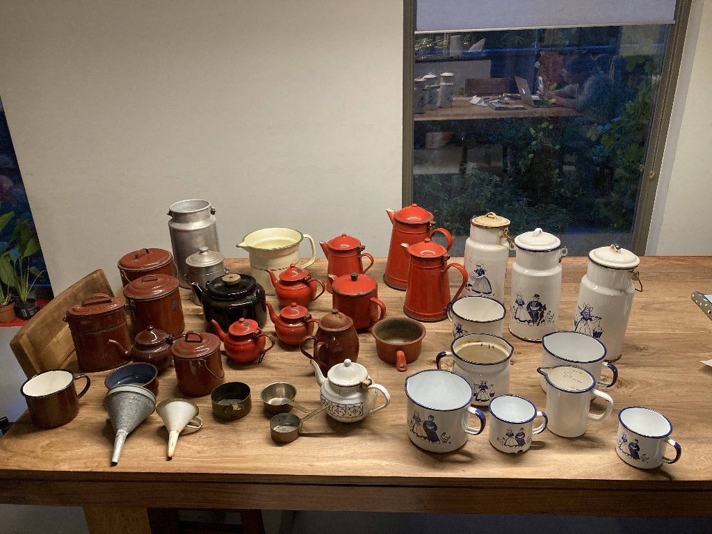groot lot email kannen/potjes bieden, Antiek en Kunst, Antiek | Email, Ophalen of Verzenden