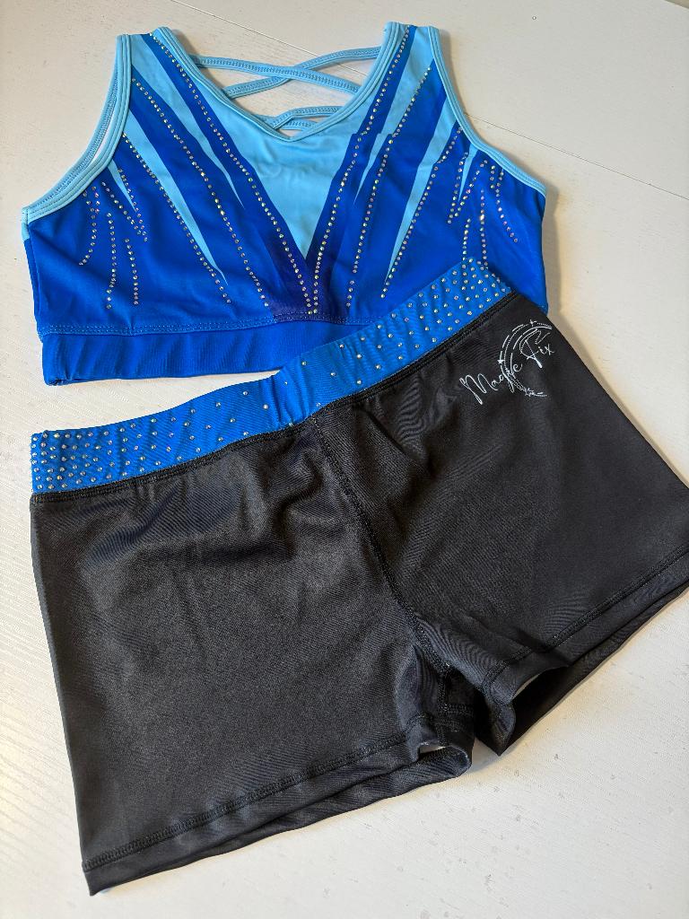 Sporttop met Glitterdetails: Turnen, Acro, Gymnastiek & Dans, Kleding | Dames, Sportkleding, Nieuw, Overige typen, Blauw, Ophalen of Verzenden