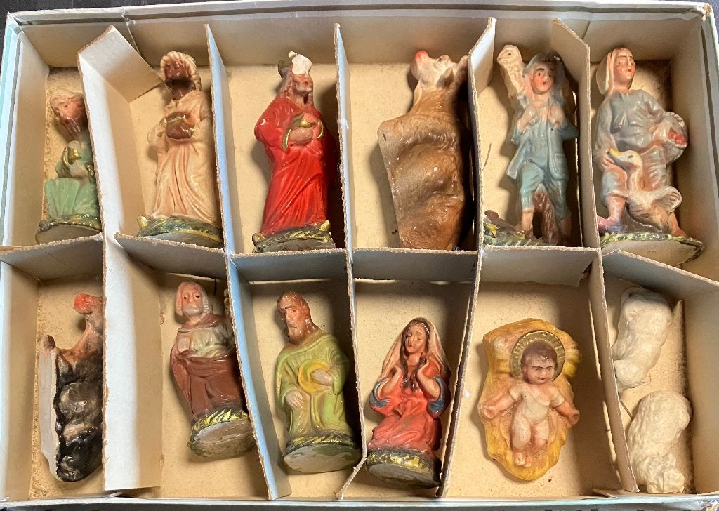 Vintage kerststal figuren, Diversen, Kerst, Ophalen, Gebruikt