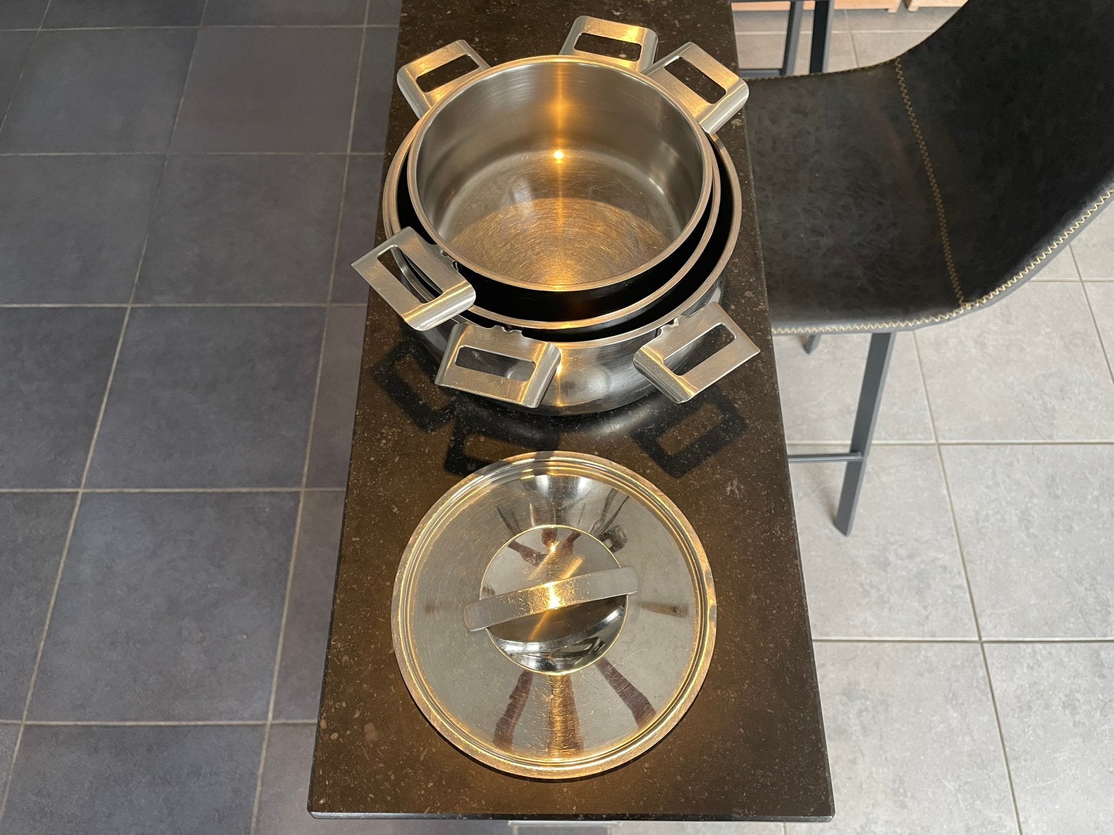 Lot de 3 casseroles Demeyere – Marque Belge + 1 Poêlon IKEA, Avec couvercle, Demeyere, Comme neuf, Enlèvement