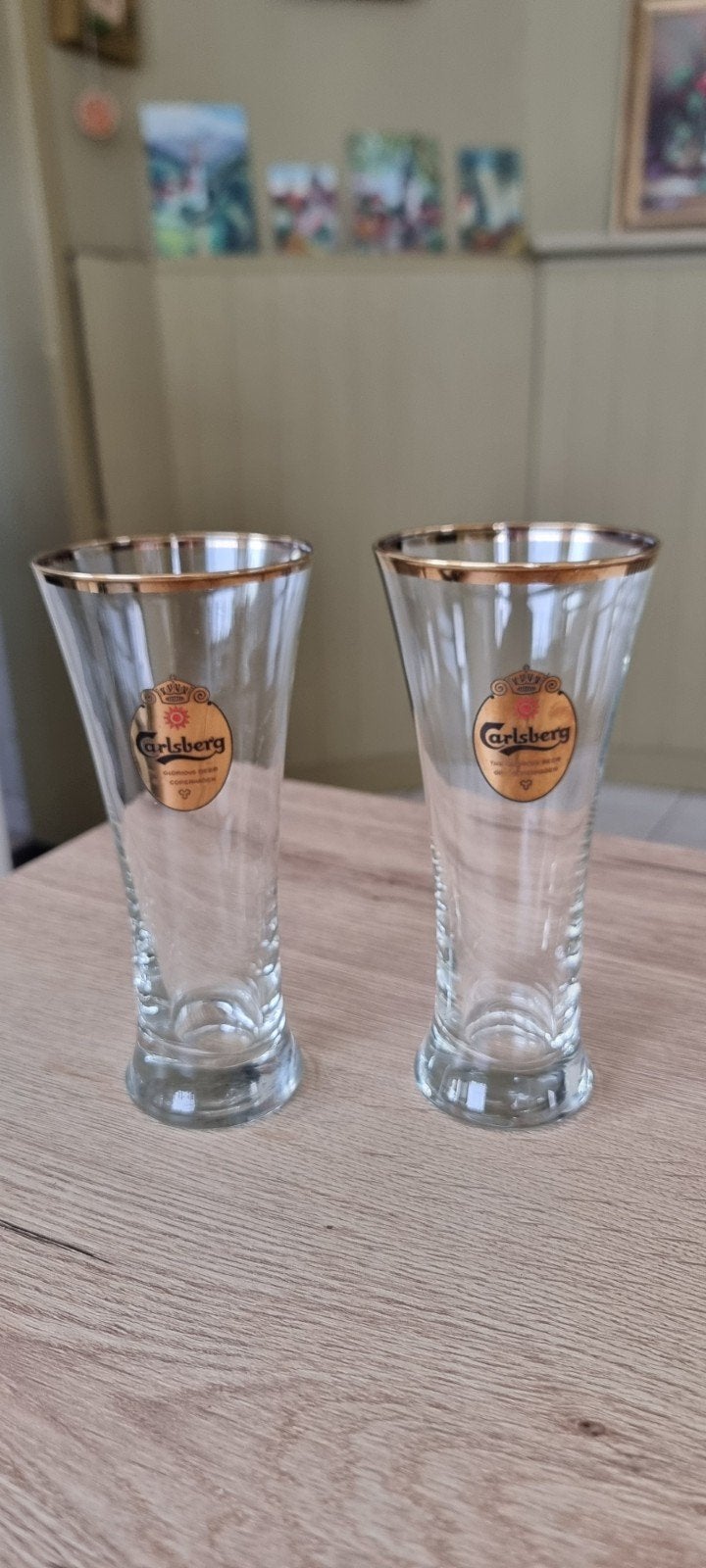2 vintage Carlsberg glazen, Verzamelen, Ophalen, Zo goed als nieuw, Bierglas
