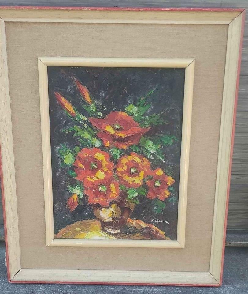 huile sur panneau les coquelicot signe armand lacour, Enlèvement ou Envoi