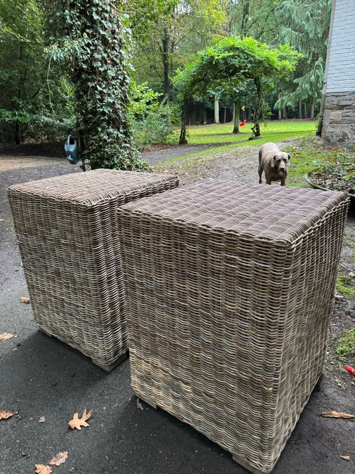 Rieten staantafels, Tuin en Terras, Ophalen, Zo goed als nieuw