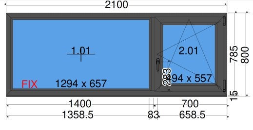 PVC raam (kip en draai deur) 210 cm x 80cm, Doe-het-zelf en Bouw, Ophalen, Gevelraam of Ruit, 80 tot 120 cm, Zo goed als nieuw