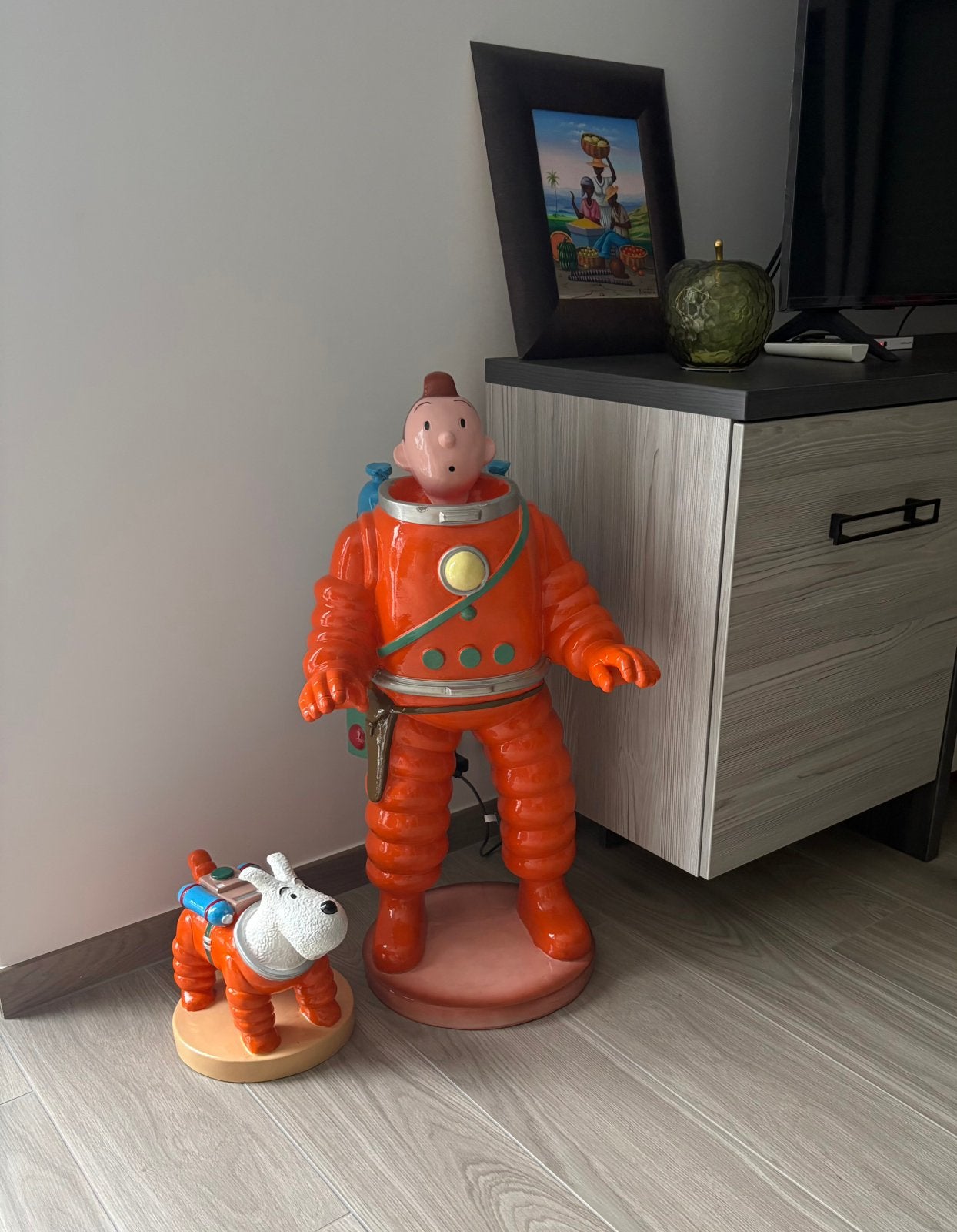 Kuifje & Bobbie in duikerspak 80cm xxl beelden, Ophalen, Zo goed als nieuw