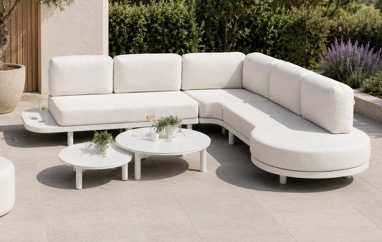 Bristol loungeset modern japandi Exterio, Tuin en Terras, Ophalen, Bank, Aluminium, Zo goed als nieuw