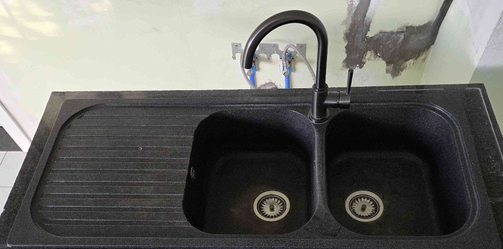 Spoelbak, Huis en Inrichting, Ophalen, Gebruikt, Zwart, 50 tot 100 cm