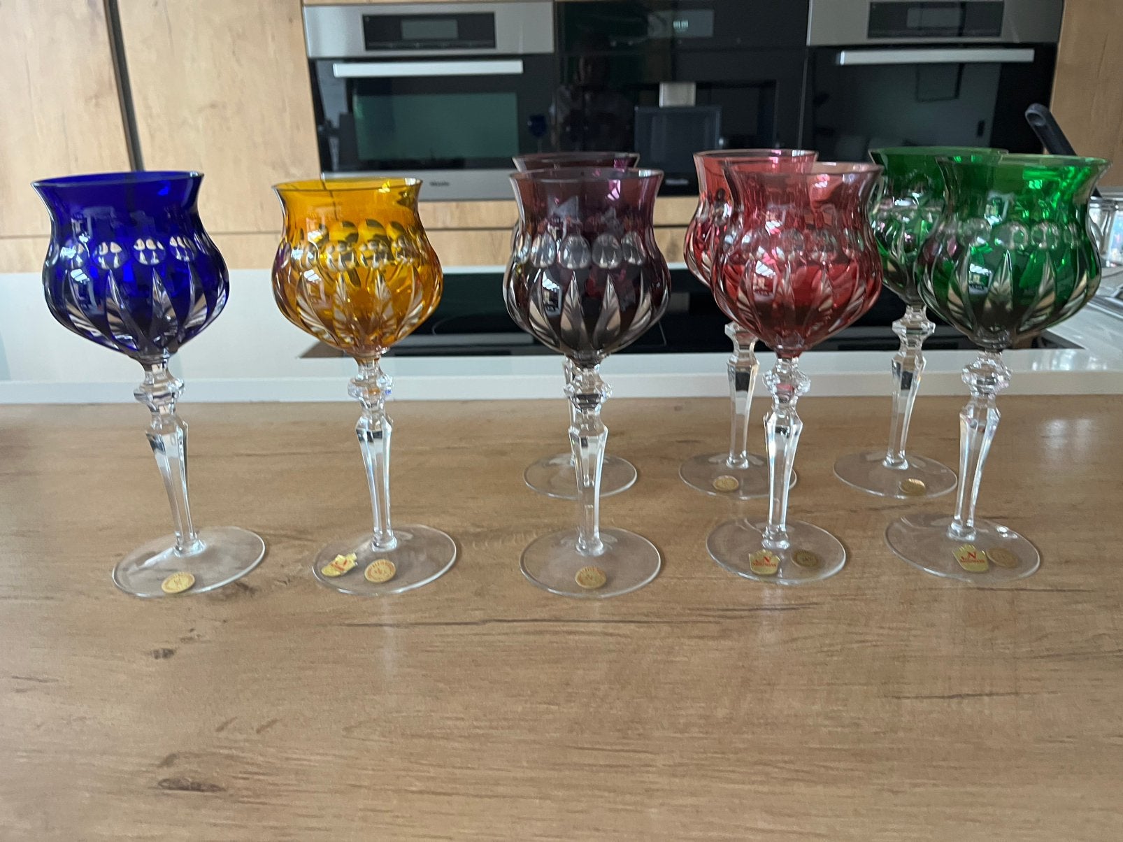 8 vintage rode wijn glazen ‘Nachtmann’., Ophalen
