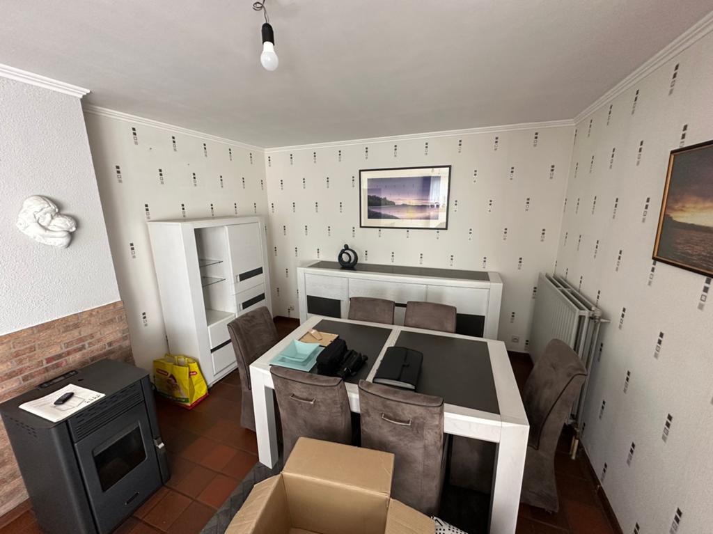Complete eetplaats met tafel en 6 stoelen, Enlèvement, Comme neuf, Modern, 6 à 8 chaises