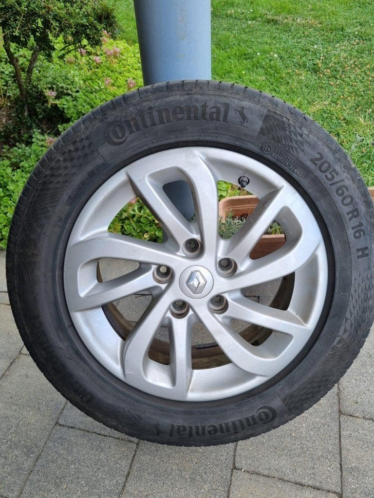 4 pneus été 205-60-16 + jantes Renault à vendre, Ophalen, Gebruikt, 16 inch, 205 mm