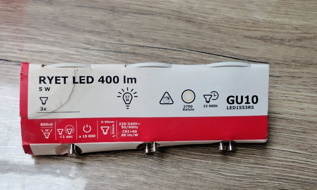 3 GU10 Ledspots Ikea 400LM 5W, Huis en Inrichting, GU10, Nieuw, Ophalen of Verzenden, LED