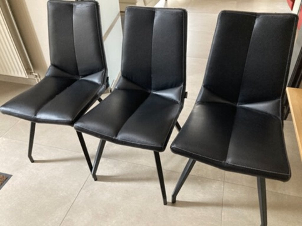 6 chaises salle à manger, Huis en Inrichting, Stoelen, Ophalen, Gebruikt, Zwart, Leer