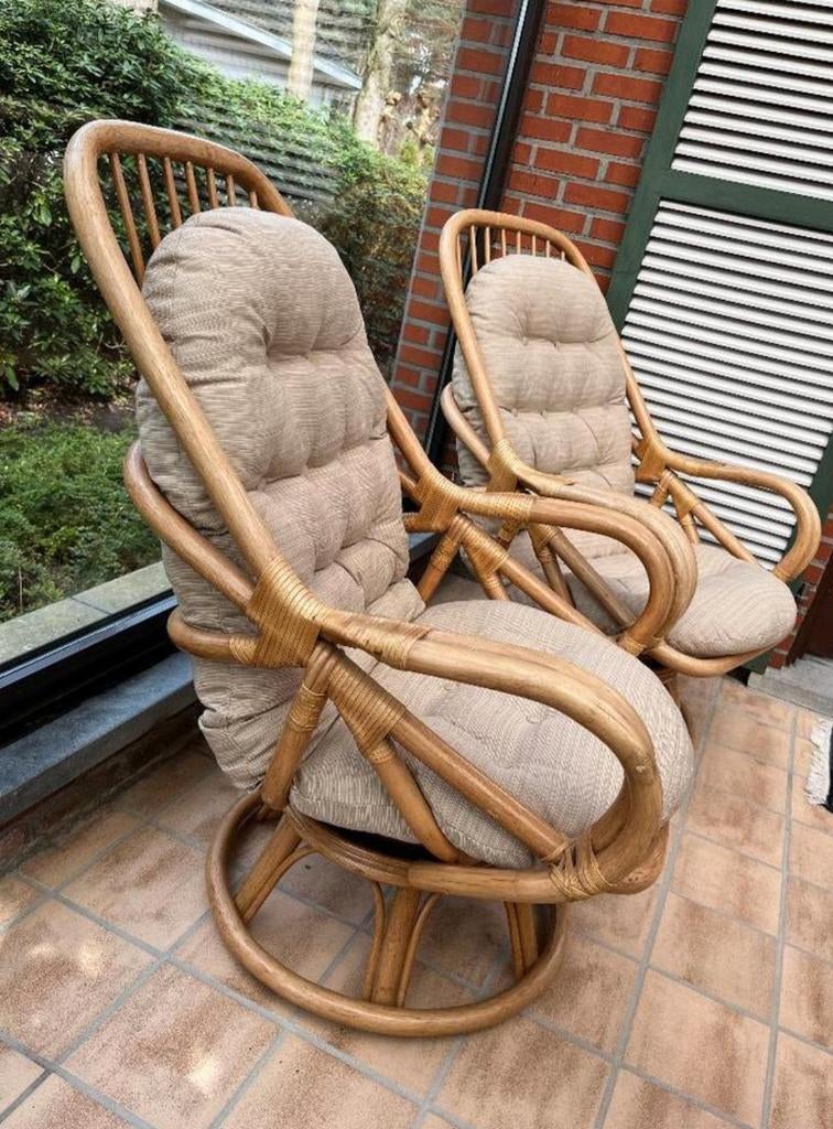 Vintage set van 2 rotan Manou zetels, Ophalen