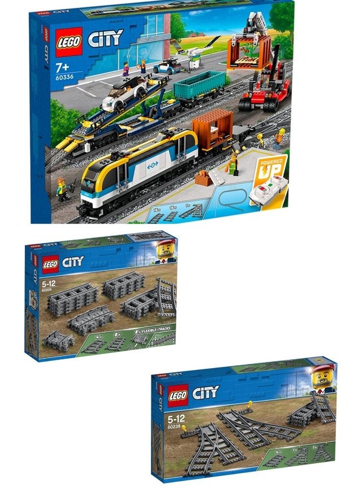Train de marchandises LEGO + aiguillages  + nouvelles voies, Neuf, City, Lego, Ensemble complet