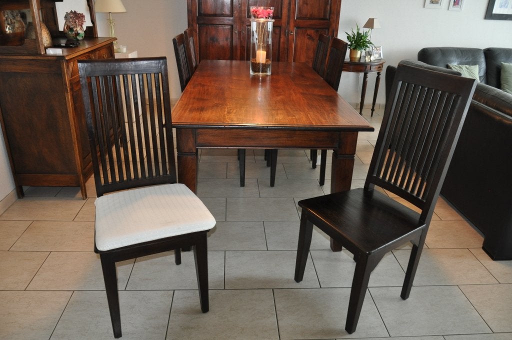 Tafel met 6 stoelen, Huis en Inrichting, Ophalen, Gebruikt, 100 tot 150 cm, Rustiek