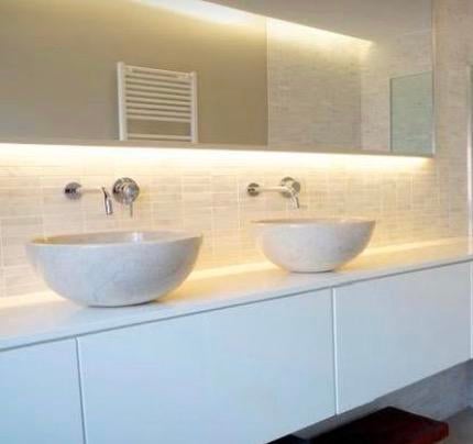 Lavabo en travertin 2x, Enlèvement, Comme neuf, Autres types