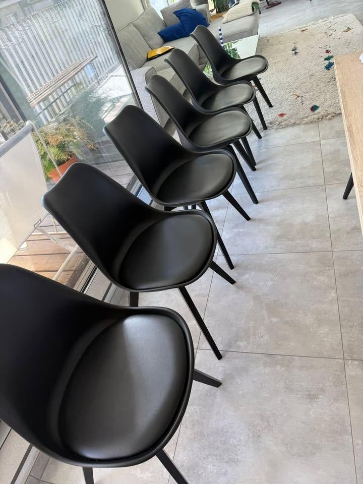 6 Zwarte stoelen, Zwart, Ophalen of Verzenden, Zo goed als nieuw, Modern
