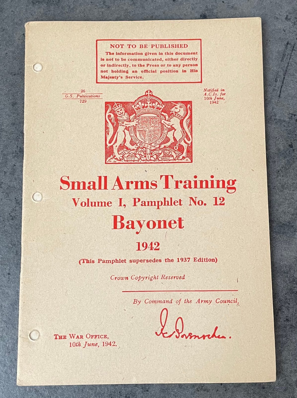 Britse small arms training pamphlet bayonet 1942, Verzamelen, Militaria | Tweede Wereldoorlog, Ophalen of Verzenden