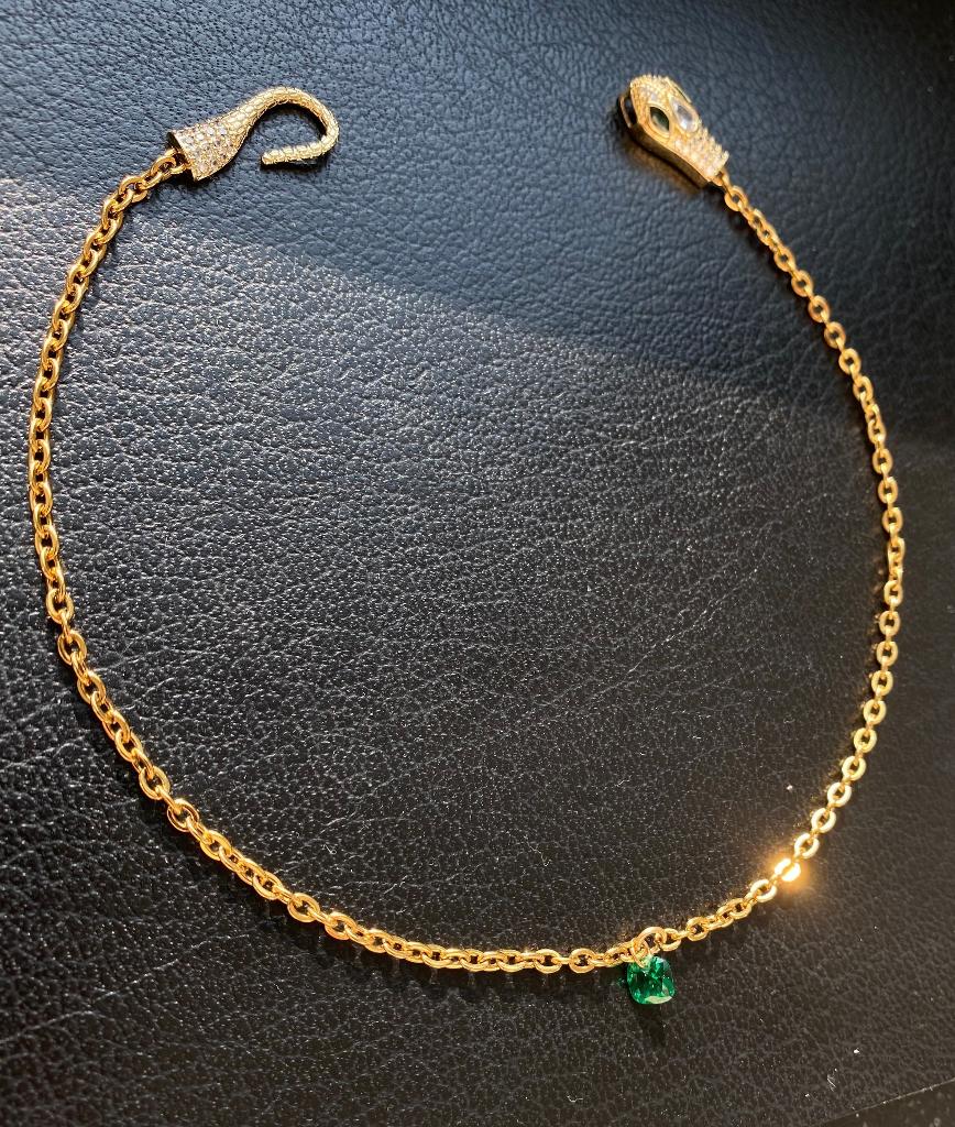 Groene nano smaragd ketting, Handtassen en Accessoires, Kettingen, Nieuw, Steen of Mineraal, Groen, Met hanger, Met kristal, Ophalen of Verzenden