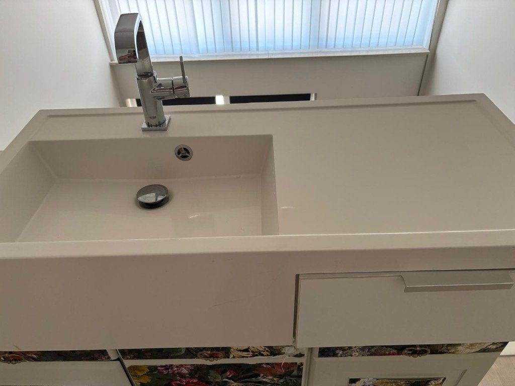 wastafel, Huis en Inrichting, Badkamer | Badkamermeubels, Ophalen, Gebruikt, 100 tot 150 cm, Minder dan 100 cm