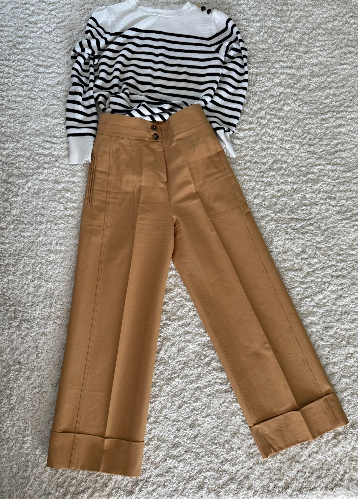 Broek Twinset, Kleding | Dames, Beige, Maat 42/44 (L), Nieuw, Ophalen of Verzenden