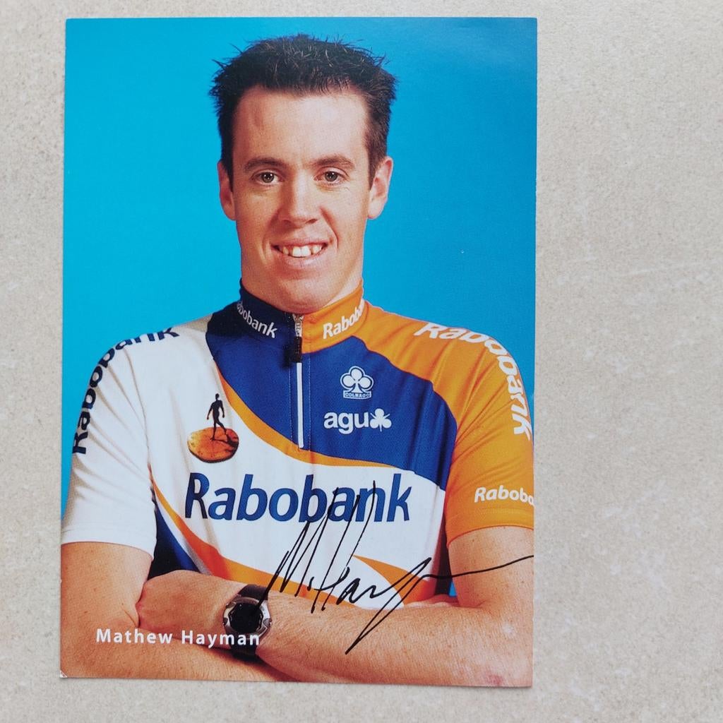 Fotokaart wielrenner Mathew Hayman, Ophalen of Verzenden