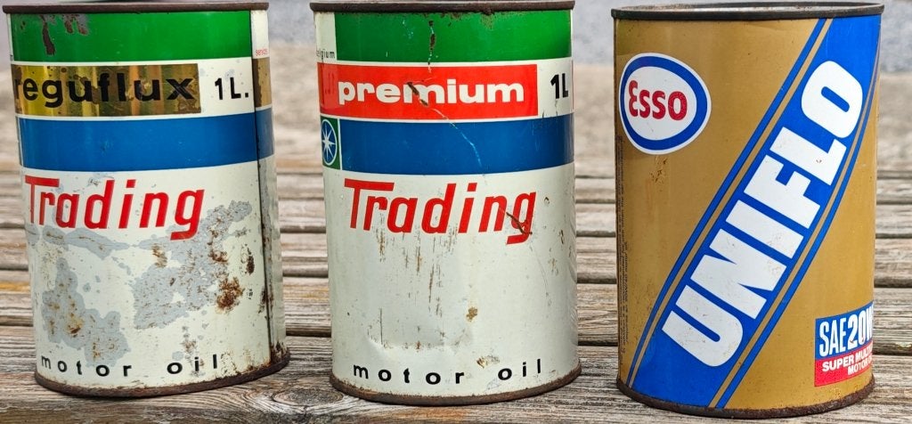 ​Lot 3 anciens bidons d'huile vintage scellés - (3x 1L), Collections, Enlèvement, Comme neuf, Autres types