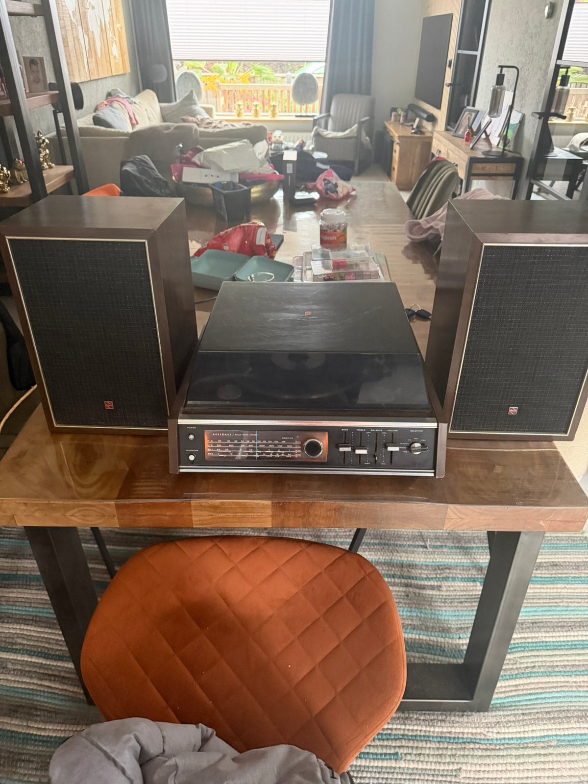 National SS-8040 platenspeler vintage met luidsprekers, Ophalen of Verzenden, Zo goed als nieuw, Platenspeler