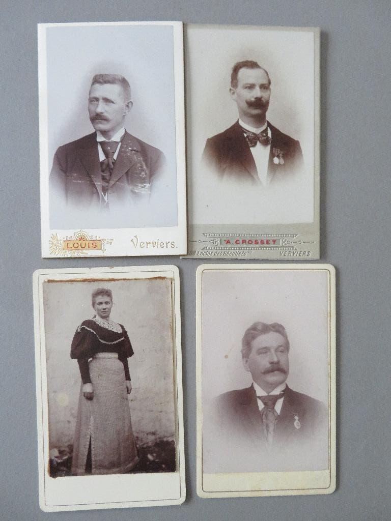 4 cdv foto,s 1890 familie Dusart - Galy photo,s Verviers, Verzenden, Foto, Klederdracht, Zo goed als nieuw