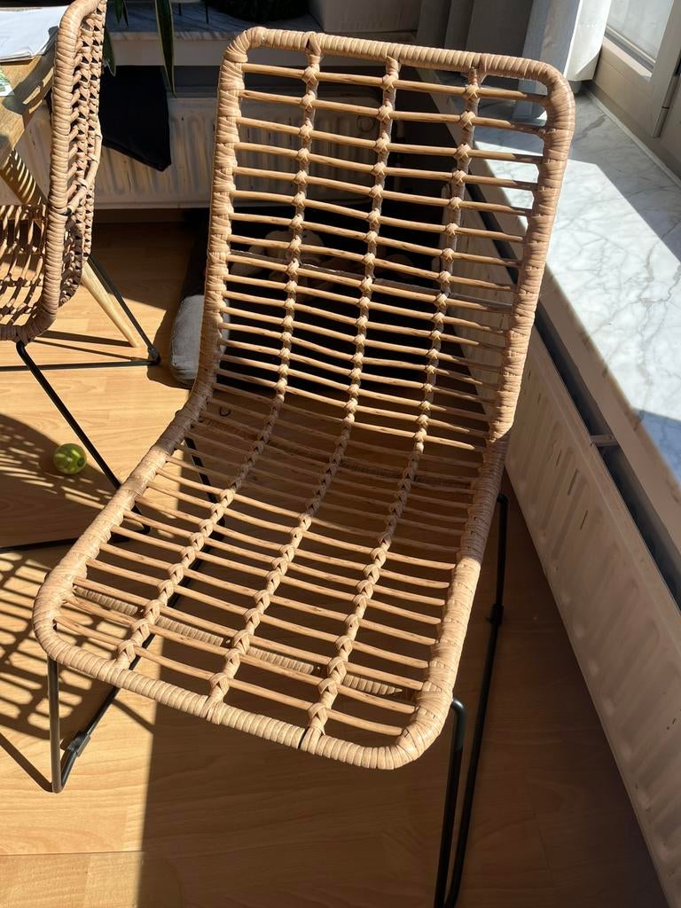 4 stoelen in rotan stijl, Maison & Meubles, Chaises, Utilisé, Osier ou Rotin, Noir, Enlèvement