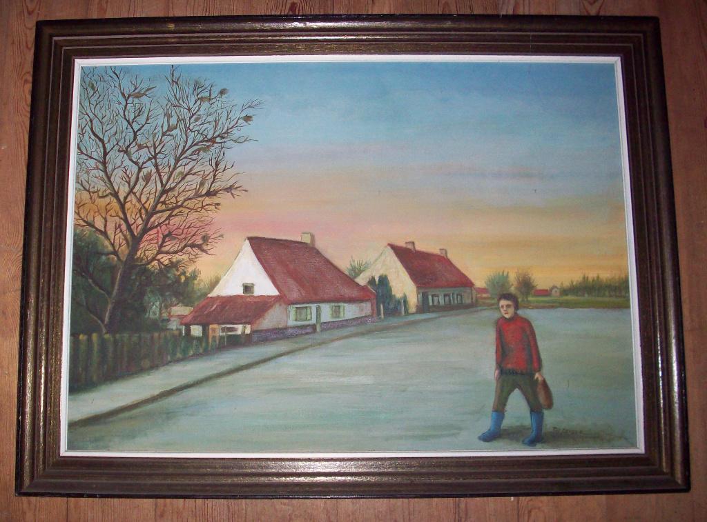 Olieverfschilderij met landschap, Ophalen