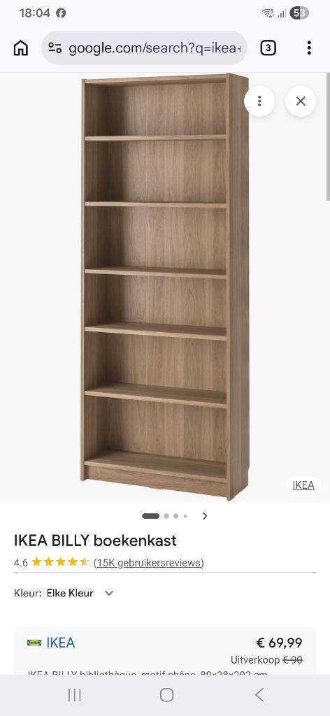 Boekenkast Billy, Ophalen, Met plank(en), Gebruikt, Grenen