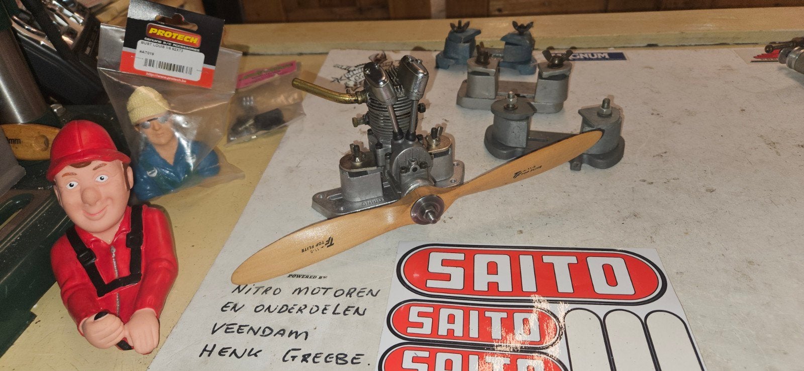 Saito FA 45 met propeller., Hobby en Vrije tijd, Modelbouw | Radiografisch | Vliegtuigen, Ophalen of Verzenden, Gebruikt, Nitro
