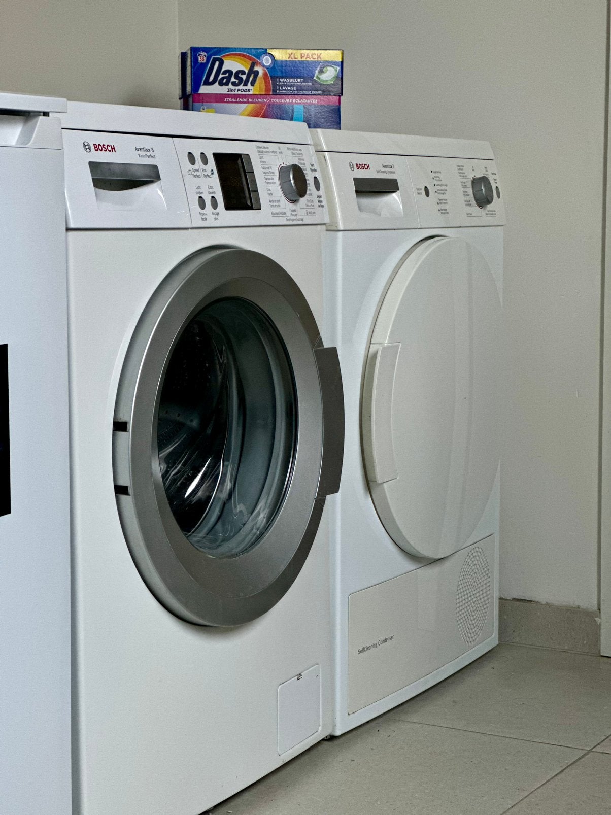 Bosch wasmachine + warmtepompdroger set, Elektronische apparatuur, Wasmachines, Ophalen, Zo goed als nieuw