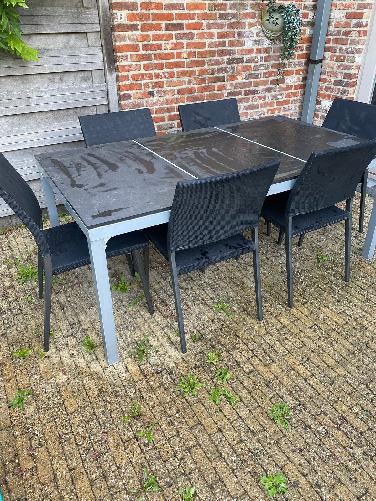 Tafel en 6 stoelen, Jardin & Terrasse, Ensembles de jardin, Table à dinner, Salons de jardin, Aluminium, 8 places