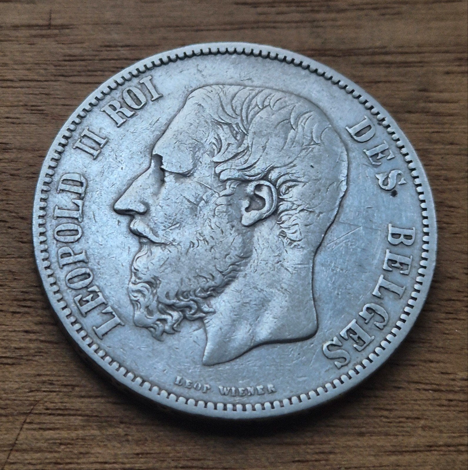 Belgiē  5 Francs 1866 punt na F.   RAAR, Timbres & Monnaies, Enlèvement ou Envoi, Monnaie en vrac, Argent, Argent