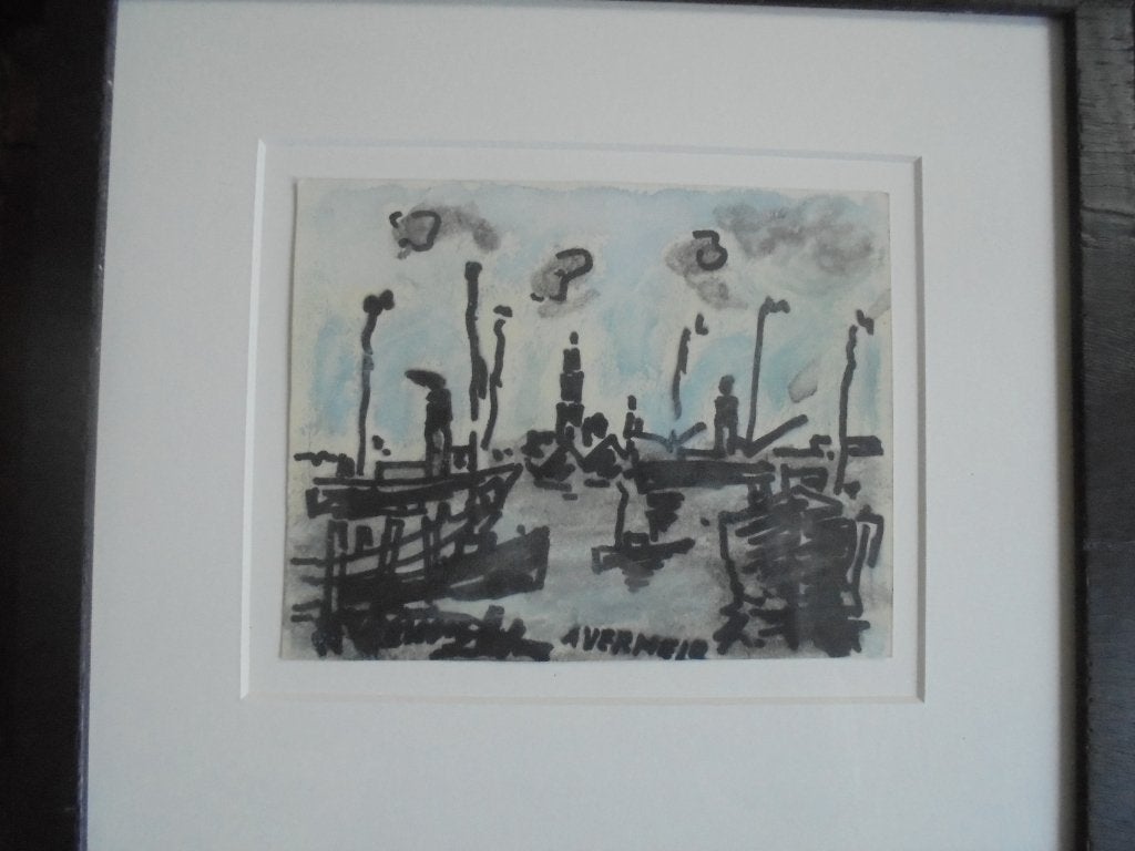 Alfons Vermeir  1905 - 1994  Bedrijvigheid Haven Antwerpen, Antiek en Kunst, Kunst | Schilderijen | Klassiek, Verzenden, Gesigneerd