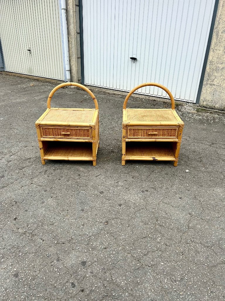 Paire de chevets en bambou vintage, Enlèvement