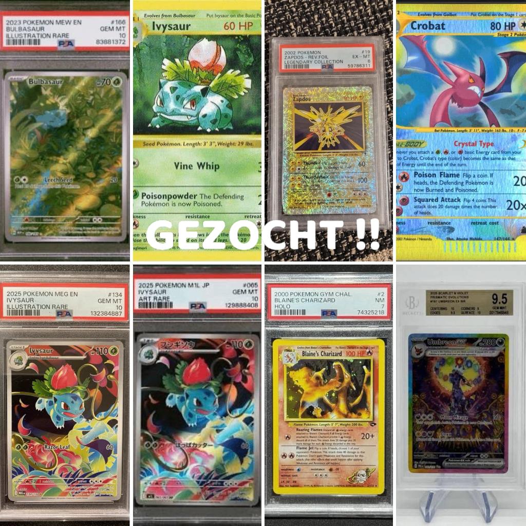 GEZOCHT psa slabs en kaarten !! Check omschrijving eerst., Ophalen, Gebruikt, Meerdere kaarten, Foil