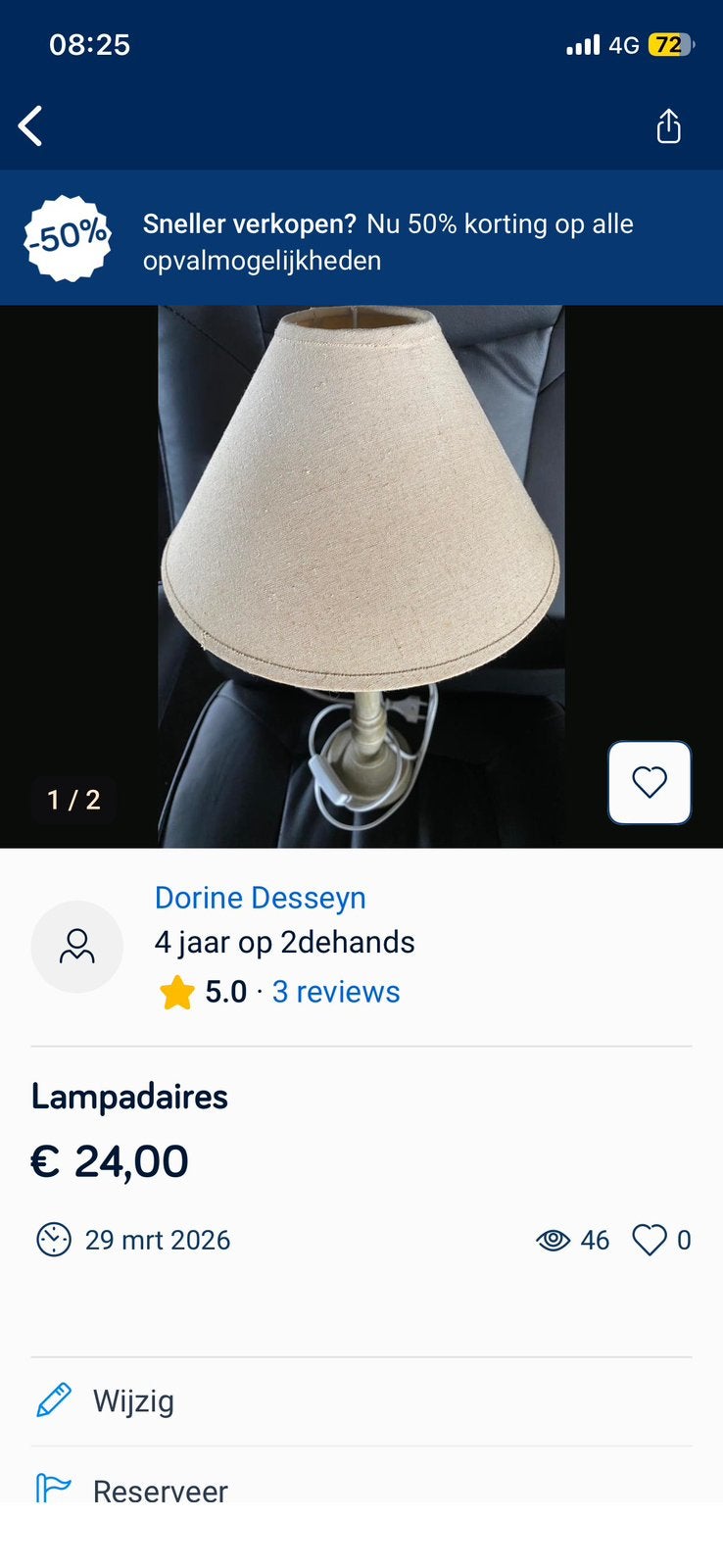 2 lampadaires, Ophalen, Gebruikt, Bruin, Tafellamp