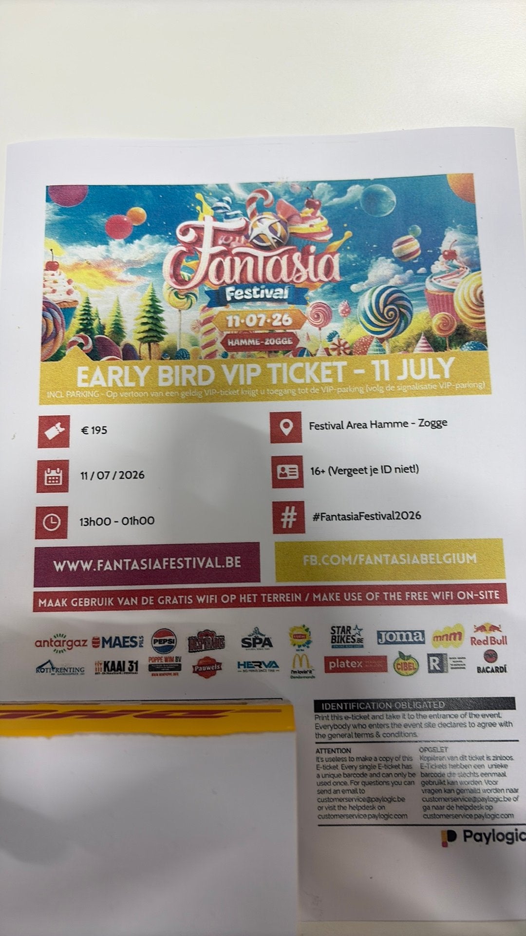 Vip ticket Fantasia festival, Tickets en Kaartjes