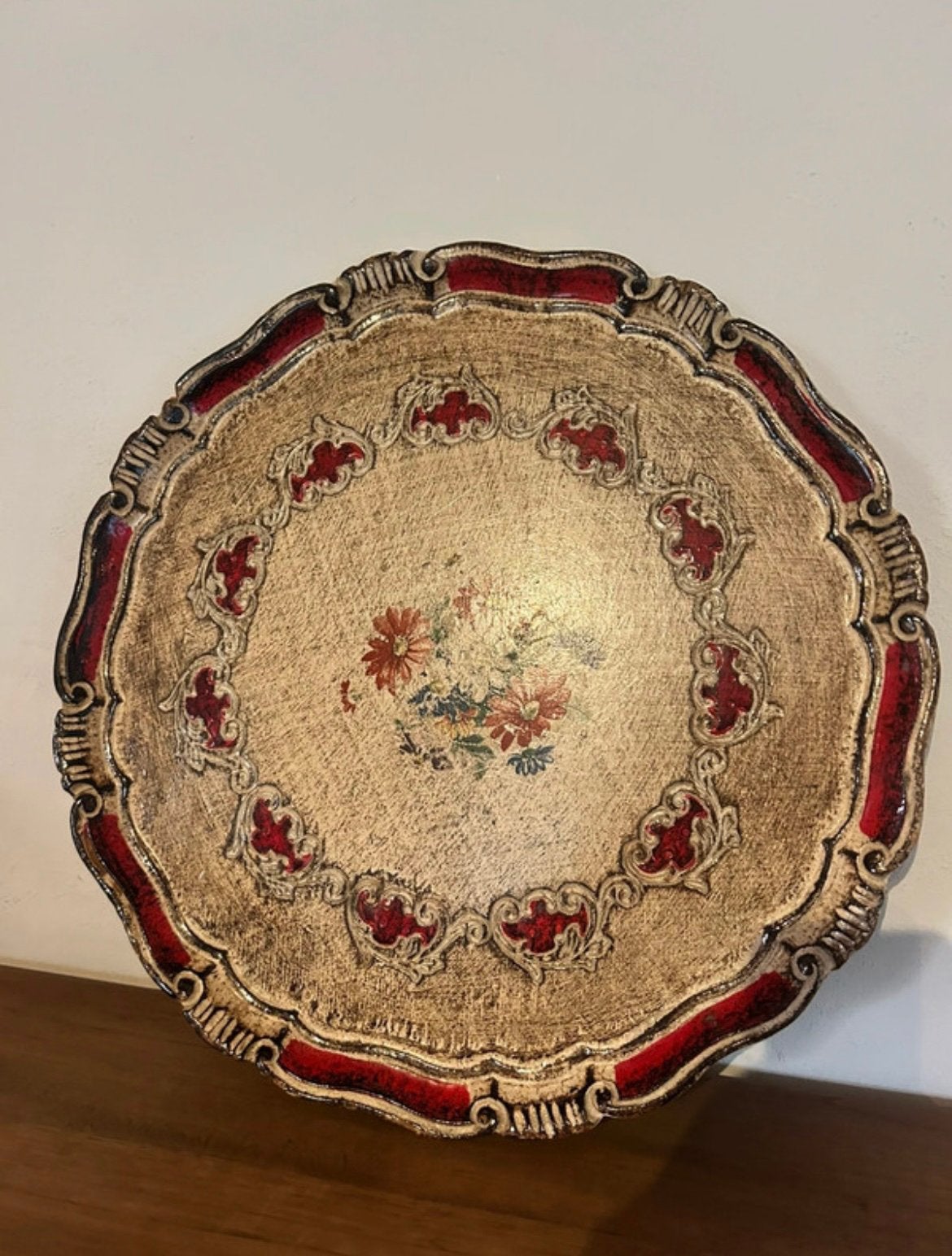 Florentijns dienblad – vintage – bloemmotief, Huis en Inrichting, Ophalen of Verzenden, Zo goed als nieuw, Dienblad