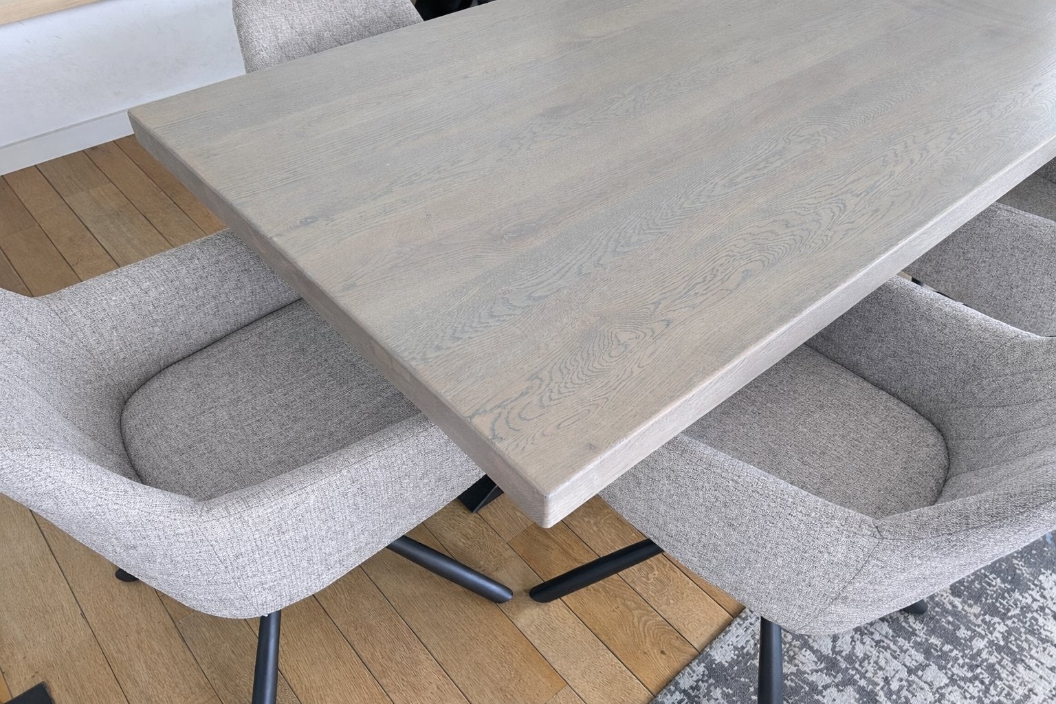 Table à manger moderne en chêne massif 180x100 cm - Cat.  1, Maison & Meubles, 150 à 200 cm, Cinq personnes ou plus, Comme neuf