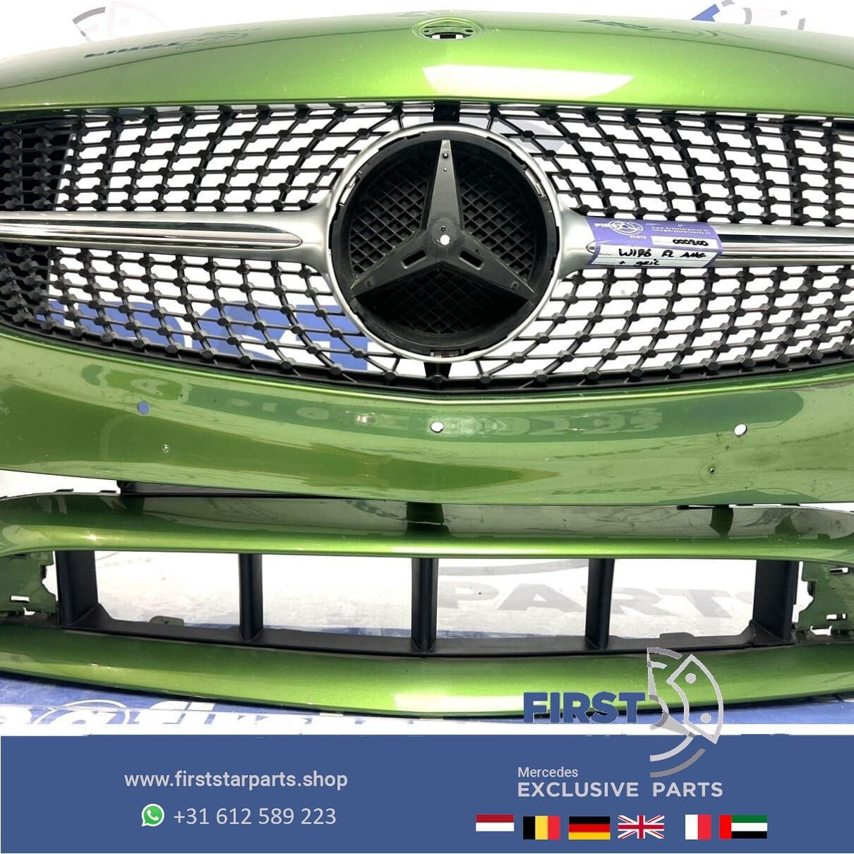 W176 FACELIFT A45 AMG BUMPER + DIAMOND GRIL PERFORMANCE GROE, Gebruikt, -, Voor, Ophalen of Verzenden