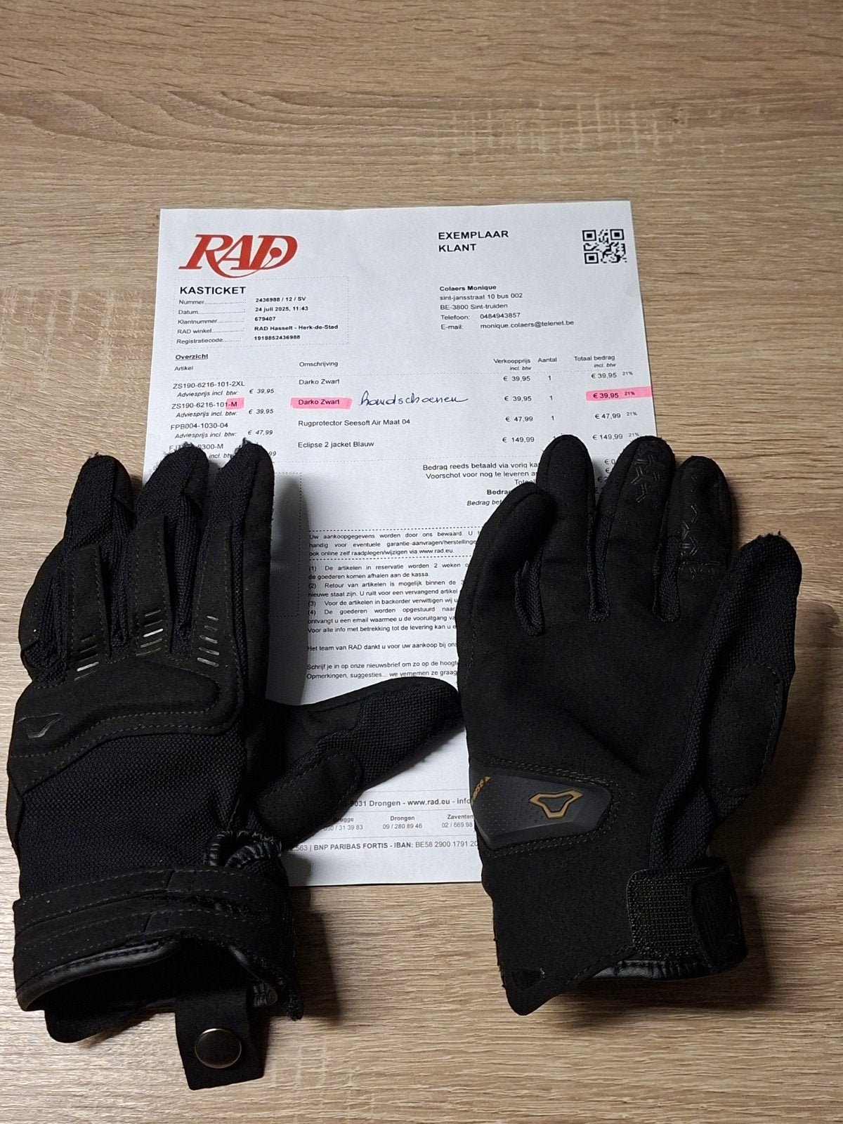 Moto/Vespa handschoenen, M  Darko, zwart, goede staat, Ophalen, Darko, Dames, Handschoenen