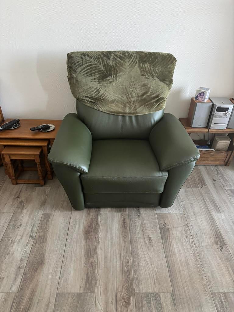 Lederen fauteuils (2), Huis en Inrichting, Fauteuils, Ophalen, Zo goed als nieuw, Leer